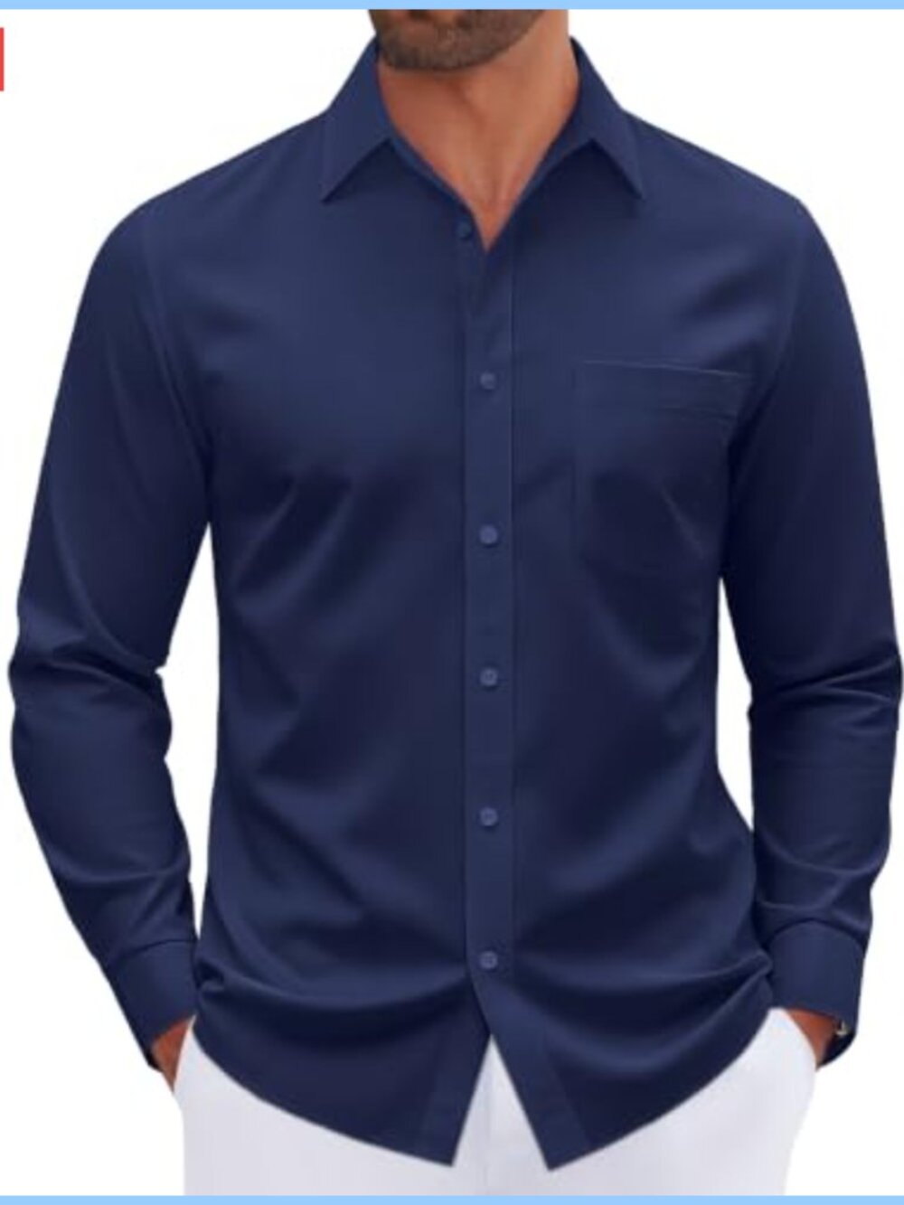 Men's Long Sleeve Wrinkle Free Stretch Button Down Dress Shirt